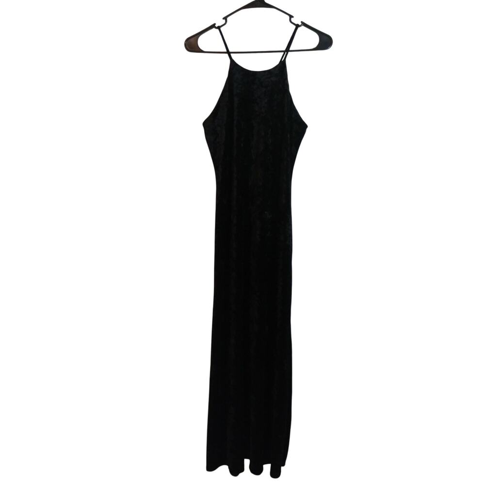 DBY Vintage Black Velvet Sleeveless Maxi Dress 90s Size 3